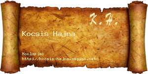 Kocsis Hajna névjegykártya